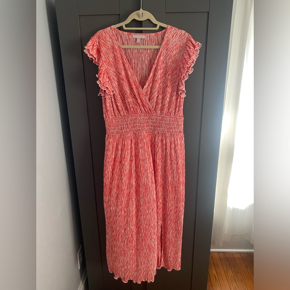 Chelsea 28 flutter sleeve plisse midi dress